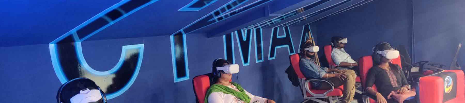 Guests fully immersed in CYMAX VR experience